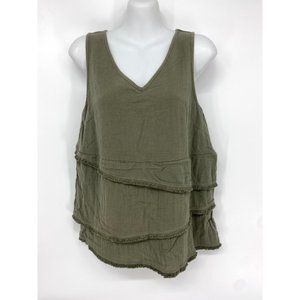 Very J v-neck layered fringe ruffle tank top NEW WITH TAGS